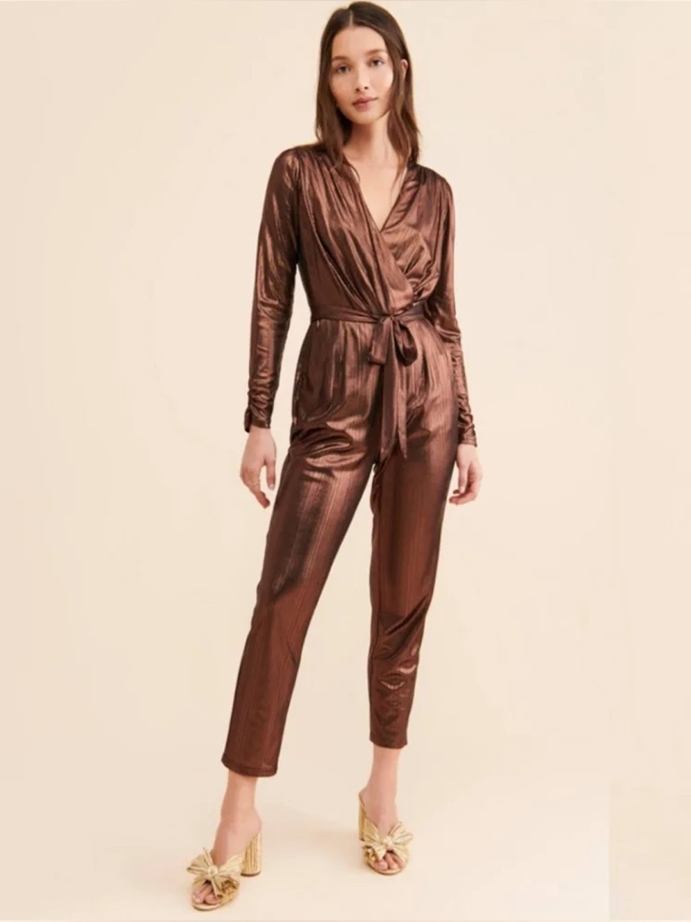 Adelyn Rae Lexi Metallic Jumpsuit
